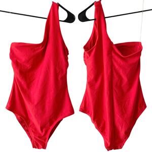 NEW KONA SOL One Shoulder One Piece Swimsuit Red Sz Medium Medium Seat Coverage